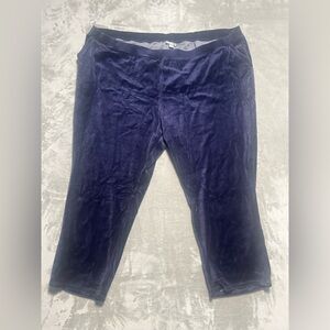 Catherines Velour Straight Leg Pull On Pants Women’s 5X Purple Blue Pockets